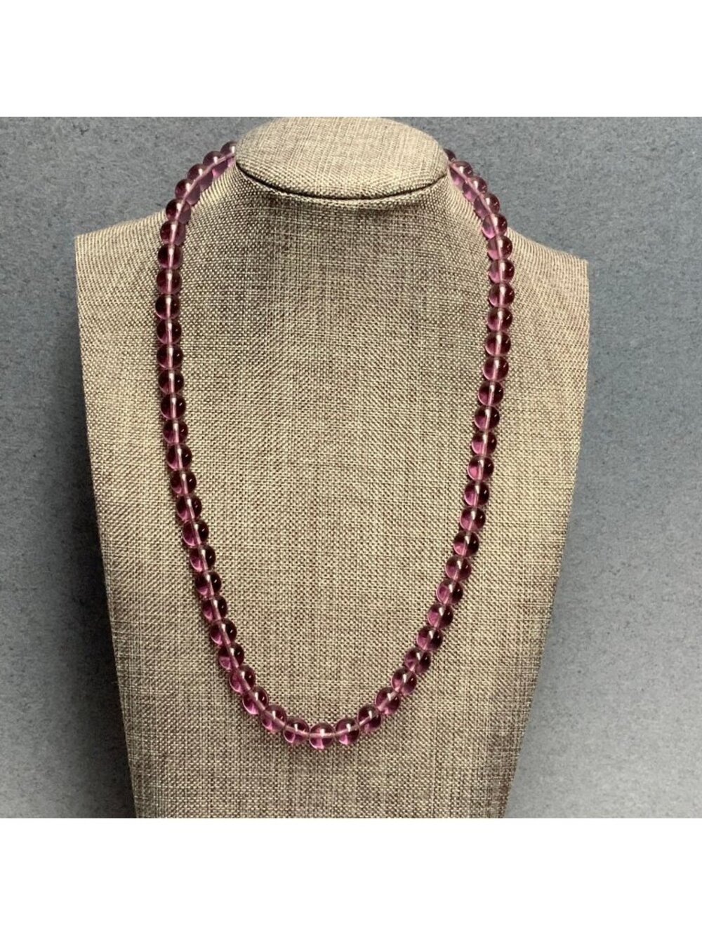 Beaded Necklace 30 In Translucent Purple Gold Retro Vintage Elegant Classic Glam